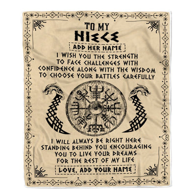 Personalized To My Niece Viking Blanket From Aunt Uncle I Wish You The Strength Scandinavian Norse Runes Viking For Women Birthday Gifts Fleece Blanket | siriusteestore