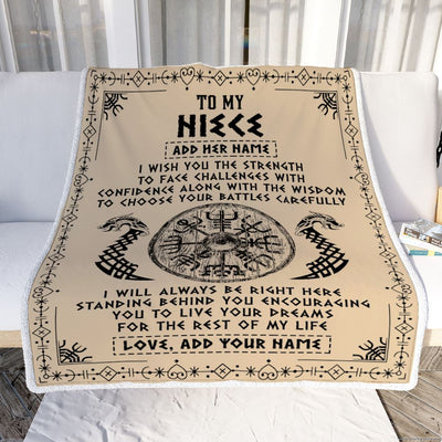 Personalized To My Niece Viking Blanket From Aunt Uncle I Wish You The Strength Scandinavian Norse Runes Viking For Women Birthday Gifts Fleece Blanket | siriusteestore