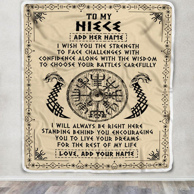 Personalized To My Niece Viking Blanket From Aunt Uncle I Wish You The Strength Scandinavian Norse Runes Viking For Women Birthday Gifts Fleece Blanket | siriusteestore