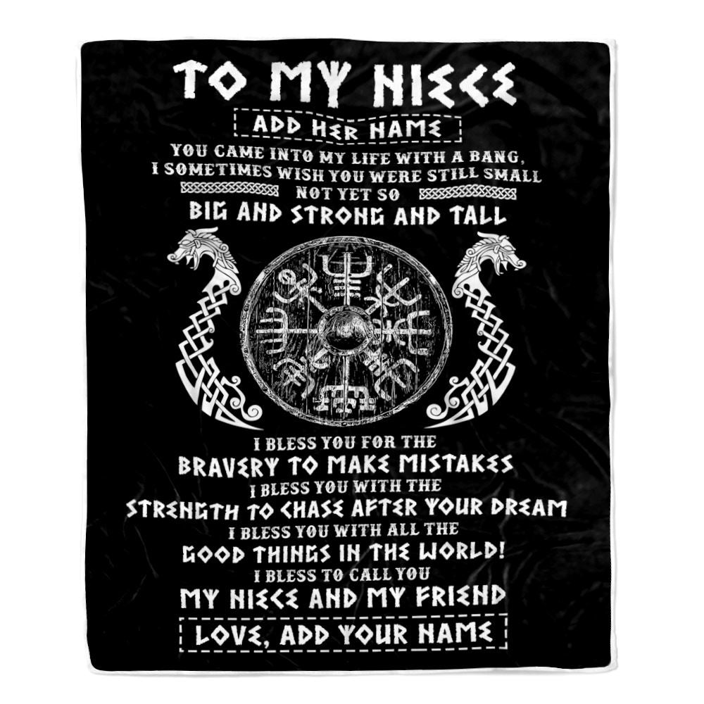 Personalized To My Niece Viking Blanket From Uncle My Niece And My Friend Scandinavian Norse Runes Niece Birthday Gifts Christmas Customized Fleece Blanket | siriusteestore