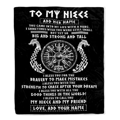 Personalized To My Niece Viking Blanket From Uncle My Niece And My Friend Scandinavian Norse Runes Niece Birthday Gifts Christmas Customized Fleece Blanket | siriusteestore