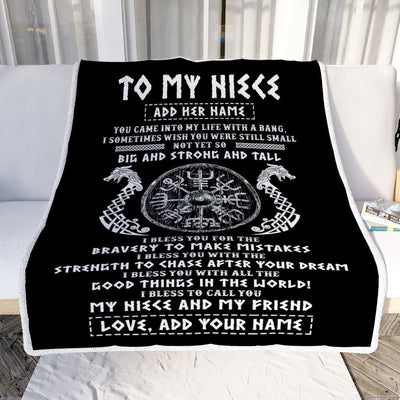 Personalized To My Niece Viking Blanket From Uncle My Niece And My Friend Scandinavian Norse Runes Niece Birthday Gifts Christmas Customized Fleece Blanket | siriusteestore