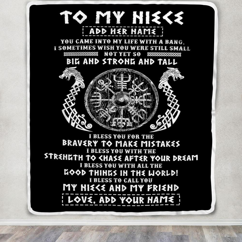 Personalized To My Niece Viking Blanket From Uncle My Niece And My Friend Scandinavian Norse Runes Niece Birthday Gifts Christmas Customized Fleece Blanket | siriusteestore