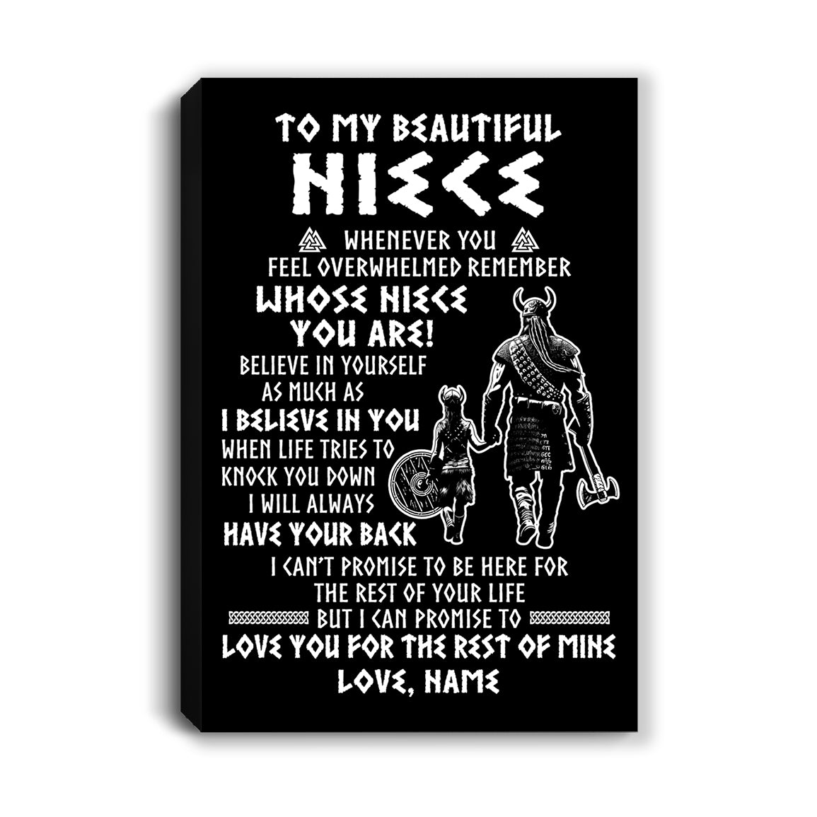 Personalized To My Niece Viking Canvas From Uncle Whenever You Feel Overwhelmed Niece Birthday Gifts Graduation Christmas Custom Wall Art Print Framed Canvas | siriusteestore