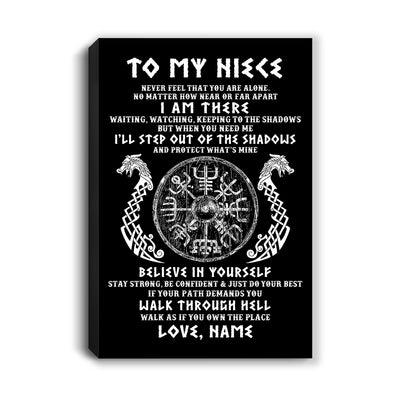Personalized To My Niece Viking Canvas Never Feel You Are Alone Odin Scandinavian Norse Runes Niece Birthday Gifts Christmas Custom Wall Art Print Framed Canvas | siriusteestore