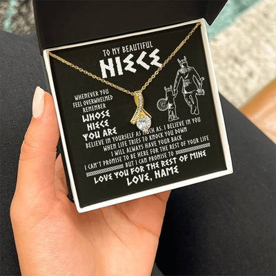 Alluring Beauty Necklace 18K Yellow Gold Finish | 2 | Personalized To My Niece Viking Necklace From Uncle Whenever You Feel Overwhelmed Niece Birthday Christmas Jewelry Customized Gift Message Card | siriusteestore