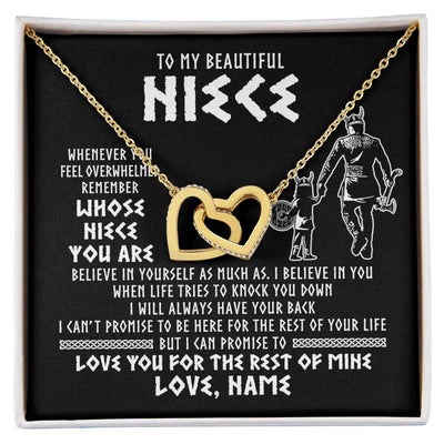 Interlocking Hearts Necklace 18K Yellow Gold Finish | 1 | Personalized To My Niece Viking Necklace From Uncle Whenever You Feel Overwhelmed Niece Birthday Christmas Jewelry Customized Gift Message Card | siriusteestore