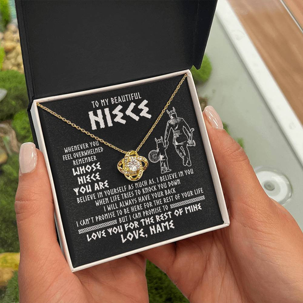 Love Knot Necklace 18K Yellow Gold Finish | 2 | Personalized To My Niece Viking Necklace From Uncle Whenever You Feel Overwhelmed Niece Birthday Christmas Jewelry Customized Gift Message Card | siriusteestore
