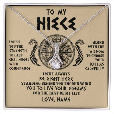 Alluring Beauty Necklace 14K White Gold Finish | 1 | Personalized To My Niece Viking Necklace I Wish You The Strength Scandinavian Norse Runes Viking For Women Birthday Christmas Customized Gift Box Message Card | siriusteestore