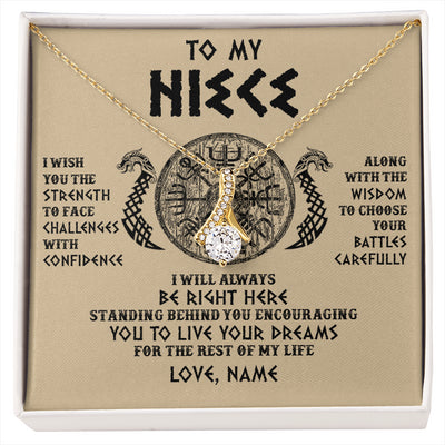 Alluring Beauty Necklace 18K Yellow Gold Finish | 1 | Personalized To My Niece Viking Necklace I Wish You The Strength Scandinavian Norse Runes Viking For Women Birthday Christmas Customized Gift Box Message Card | siriusteestore