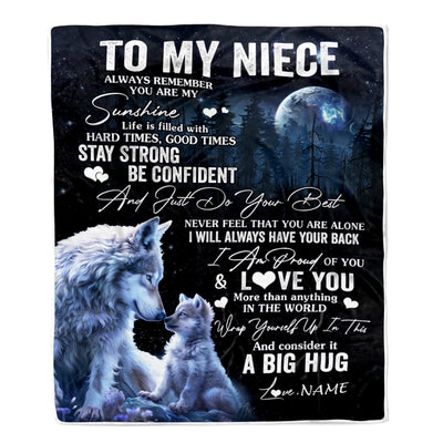 Personalized To My Niece Wolf Blanket From Aunt Auntie Uncle Always Remember Niece Birthday Graduation Travel Christmas Customized Fleece Throw Blanket | siriusteestore