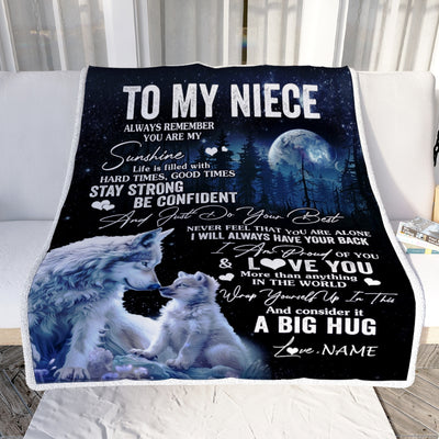 Personalized To My Niece Wolf Blanket From Aunt Auntie Uncle Always Remember Niece Birthday Graduation Travel Christmas Customized Fleece Throw Blanket | siriusteestore