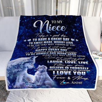 Personalized To My Niece Wolf Blanket From Aunt Uncle Today Is A Good Day Niece Gifts Birthday Graduation Christmas Customized Bed Fleece Throw Blanket | siriusteestore