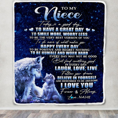 Personalized To My Niece Wolf Blanket From Aunt Uncle Today Is A Good Day Niece Gifts Birthday Graduation Christmas Customized Bed Fleece Throw Blanket | siriusteestore