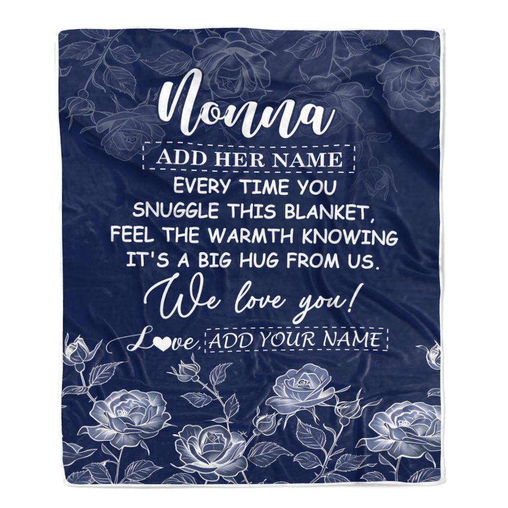 Personalized To My Nonna Gifts Blanket From Granddaughter Grandson Blue Flower Love You Birthday Gifts For Nonna Mothers Day Christmas Nonna Fleece Blanket | siriusteestore