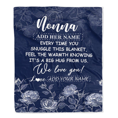 Personalized To My Nonna Gifts Blanket From Granddaughter Grandson Blue Flower Love You Birthday Gifts For Nonna Mothers Day Christmas Nonna Fleece Blanket | siriusteestore