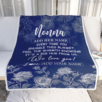 Personalized To My Nonna Gifts Blanket From Granddaughter Grandson Blue Flower Love You Birthday Gifts For Nonna Mothers Day Christmas Nonna Fleece Blanket | siriusteestore