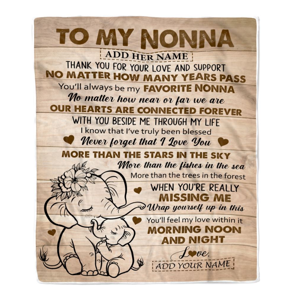 Personalized To My Nonna Gifts Blanket From Granddaughter Grandson Elephant My Favorite Nonna Birthday Gifts Mothers Day Christmas Custom Name Fleece Blanket | siriusteestore