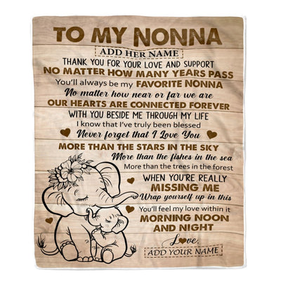Personalized To My Nonna Gifts Blanket From Granddaughter Grandson Elephant My Favorite Nonna Birthday Gifts Mothers Day Christmas Custom Name Fleece Blanket | siriusteestore