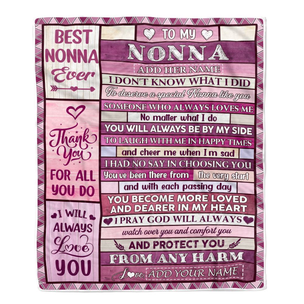 Personalized To My Nonna Gifts Blanket From Granddaughter Grandson Wood Thank You For All Gifts For Nonna Mothers Day Birthday Christmas Fleece Throw Blanket | siriusteestore