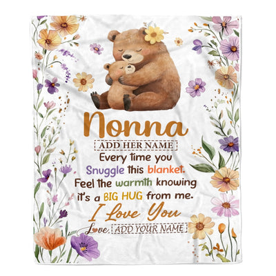 Personalized To My Nonna Gifts From Granddaughter Grandson Blanket Bear Big Hug Birthday Present Gift Idea For Nonna Mothers Day Christmas Fleece Blanket Shirt & Hoodie | siriusteestore