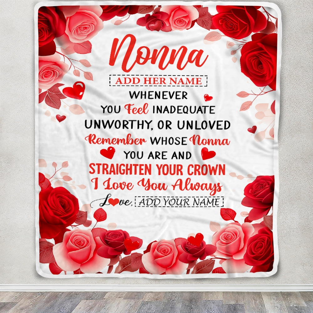 Personalized To My Nonna Gifts From Granddaughter Grandson Blanket Rose Flower Anniversary Birthday Gifts Nonna Mothers Day Christmas Custom Fleece Blanket | siriusteestore