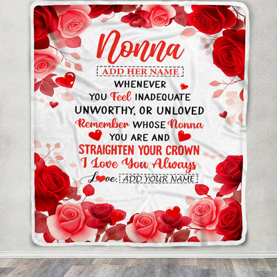 Personalized To My Nonna Gifts From Granddaughter Grandson Blanket Rose Flower Anniversary Birthday Gifts Nonna Mothers Day Christmas Custom Fleece Blanket | siriusteestore