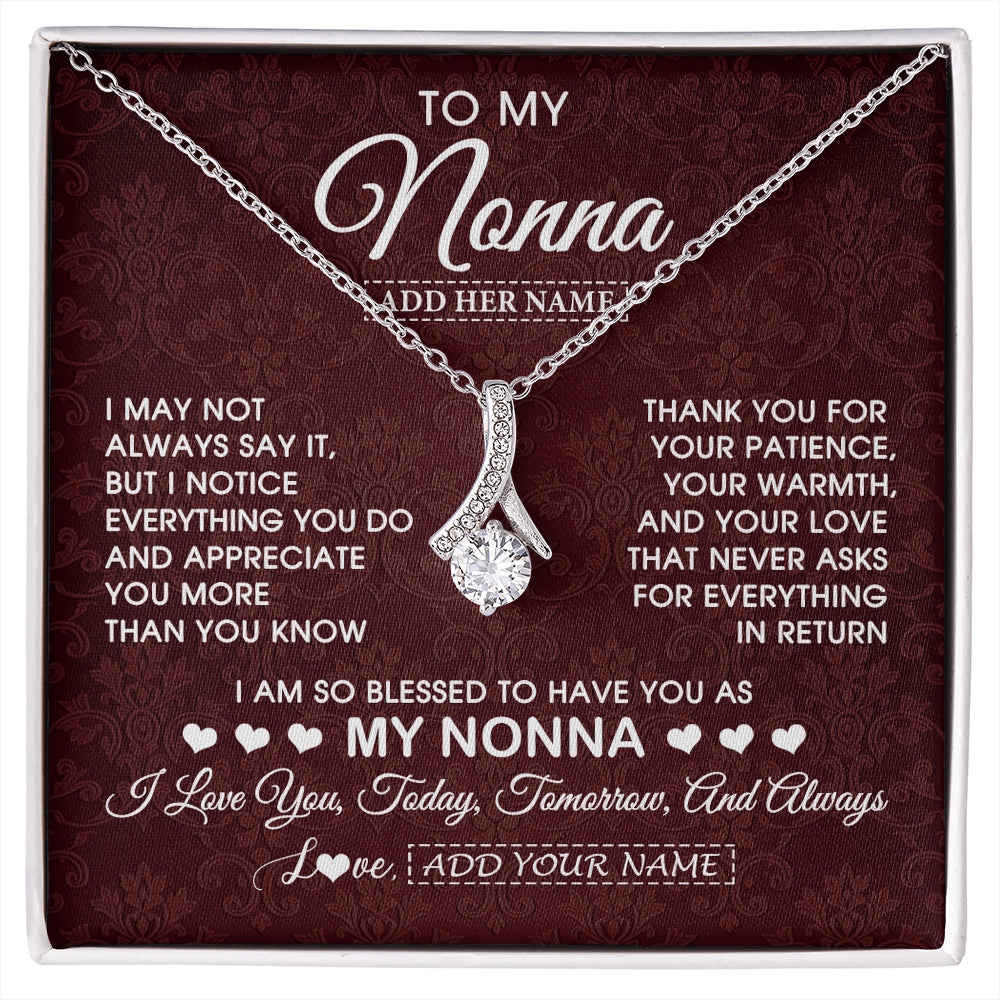 Alluring Beauty Necklace 14K White Gold Finish | 1 | Personalized To My Nonna Gifts From Granddaughter Necklace Meaningful Jewelry Pendant Gifts For Nonna Mothers Day Birthday Christmas Gift Box Message Card | https://siriusteestore.