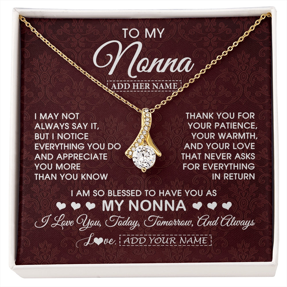 Alluring Beauty Necklace 18K Yellow Gold Finish | 1 | Personalized To My Nonna Gifts From Granddaughter Necklace Meaningful Jewelry Pendant Gifts For Nonna Mothers Day Birthday Christmas Gift Box Message Card | https://siriusteestore.