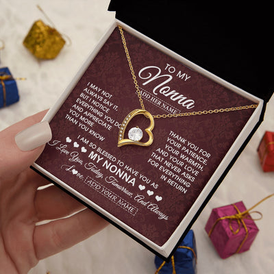 Forever Love Necklace 18K Yellow Gold Finish | 2 | Personalized To My Nonna Gifts From Granddaughter Necklace Meaningful Jewelry Pendant Gifts For Nonna Mothers Day Birthday Christmas Gift Box Message Card | https://siriusteestore.