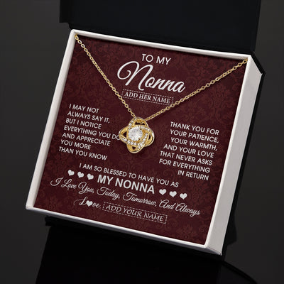 Love Knot Necklace 18K Yellow Gold Finish | 2 | Personalized To My Nonna Gifts From Granddaughter Necklace Meaningful Jewelry Pendant Gifts For Nonna Mothers Day Birthday Christmas Gift Box Message Card | https://siriusteestore.