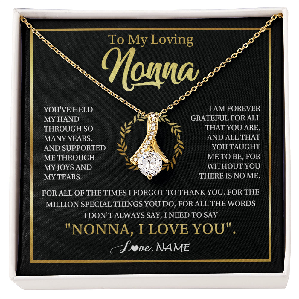 Alluring Beauty Necklace 18K Yellow Gold Finish | 1 | Personalized To My Nonna Gifts Necklace From Granddaughter Grandson Grateful Thank You Nonna Birthday Mothers Day Christmas Customized Gift Box Message Card | siriusteestore