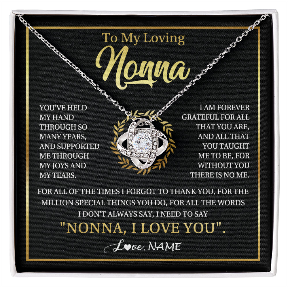 Love Knot Necklace 14K White Gold Finish | 1 | Personalized To My Nonna Gifts Necklace From Granddaughter Grandson Grateful Thank You Nonna Birthday Mothers Day Christmas Customized Gift Box Message Card | siriusteestore