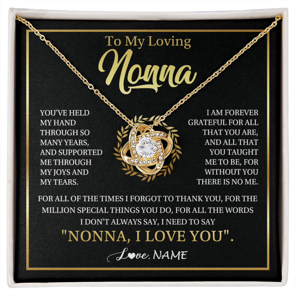 Love Knot Necklace 18K Yellow Gold Finish | 1 | Personalized To My Nonna Gifts Necklace From Granddaughter Grandson Grateful Thank You Nonna Birthday Mothers Day Christmas Customized Gift Box Message Card | siriusteestore