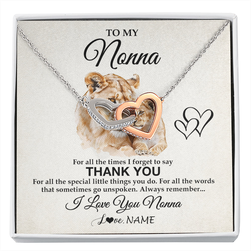 Interlocking Hearts Necklace Stainless Steel & Rose Gold Finish | 1 | Personalized To My Nonna Necklace From Granddaughter Grandson Thank You Lion Nonna Gift For Mothers Day Birthday Gift Christmas For Nonna Gift Box Message Card | siriusteestore