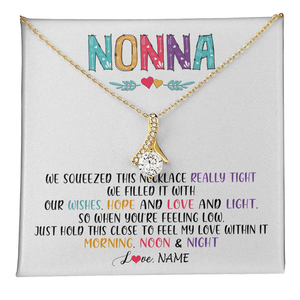 Alluring Beauty Necklace 18K Yellow Gold Finish | 1 | Personalized To My Nonna Necklace From Grandkids Granddaughter We Squeezed This Necklace Nonna Birthday Mothers Day Jewelry Customized Gift Box Message Card | siriusteestore