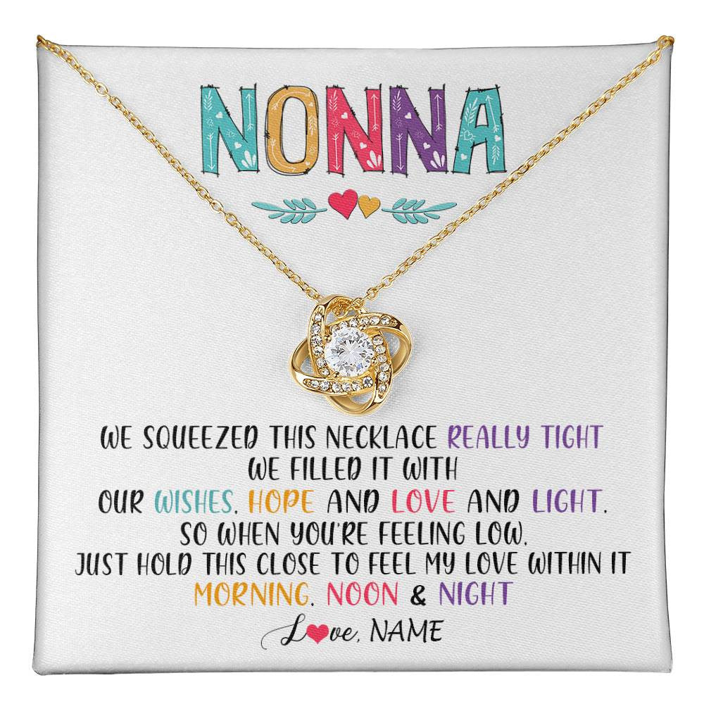 Love Knot Necklace 18K Yellow Gold Finish | 1 | Personalized To My Nonna Necklace From Grandkids Granddaughter We Squeezed This Necklace Nonna Birthday Mothers Day Jewelry Customized Gift Box Message Card | siriusteestore
