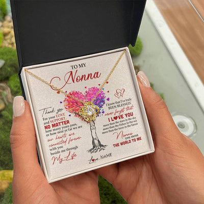 Love Knot Necklace 18K Yellow Gold Finish | 2 | Personalized To My Nonna Necklace From Grandkids Never Forget That I Love You You Mean The World Nonna Birthday Mothers Day Jewelry Customized Gift Box Message Card | siriusteestore