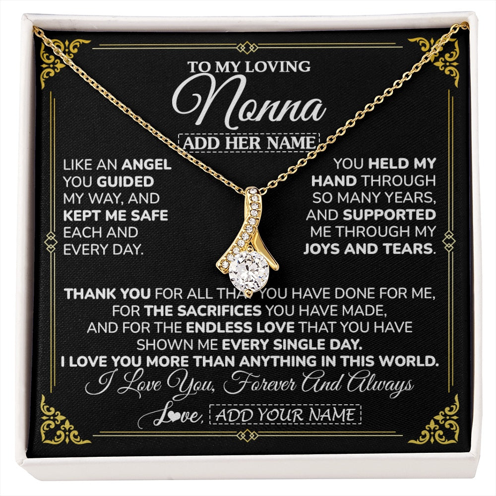 Alluring Beauty Necklace 18K Yellow Gold Finish | 1 | Personalized To My Nonna Necklace Gifts Meaningful Gift To Nonna From Granddaughter Without You There Is No Me Mothers Day Birthday Gift Box Message Card | https://siriusteestore.