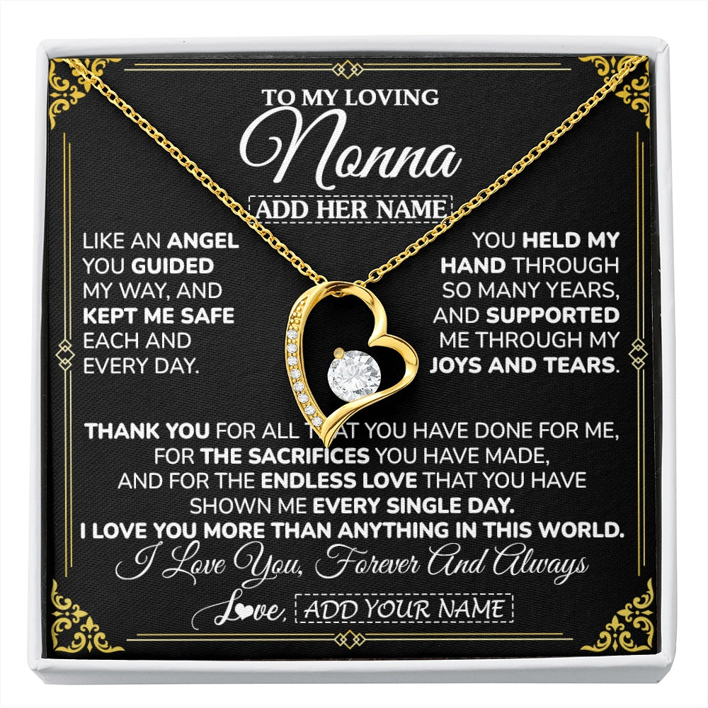 Forever Love Necklace 18K Yellow Gold Finish | 1 | Personalized To My Nonna Necklace Gifts Meaningful Gift To Nonna From Granddaughter Without You There Is No Me Mothers Day Birthday Gift Box Message Card | https://siriusteestore.