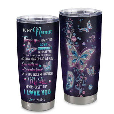 Personalized To My Nonna Tumbler From Grandkids Granddaughter Butterfly Thank You For Your Love Nonna Gift Birthday Mothers Day Christmas Custom Travel Mug | siriusteestore