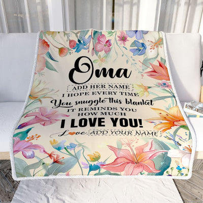Personalized To My Oma Blanket From Granddaughter Grandson Floral I Love You Great Oma Birthday Gifts Mothers Day Christmas Customized Fleece Blanket | siriusteestore