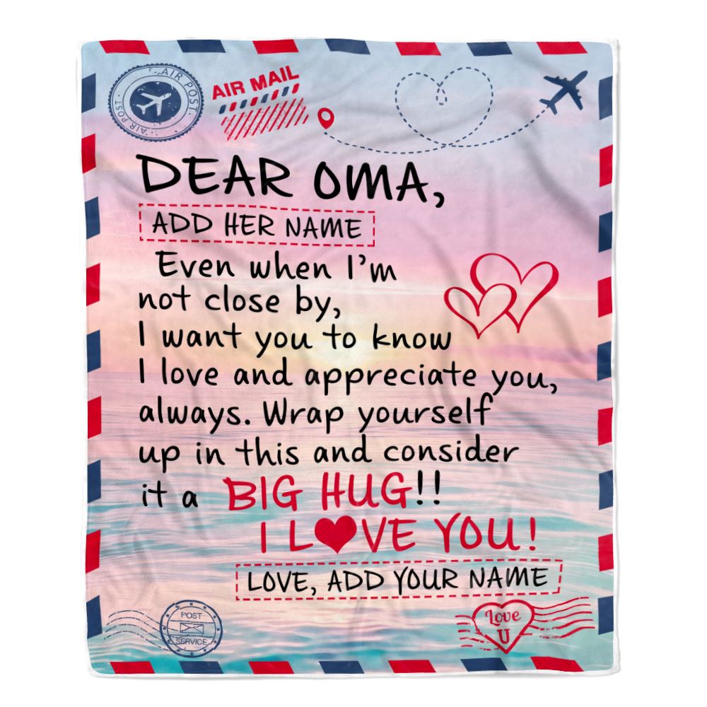 Personalized To My Oma Blanket From Granddaughter Grandson Letter Mail To Oma Gifts Happy Birthday Gifts Mothers Day Christmas Custom Name Fleece Blanket | siriusteestore
