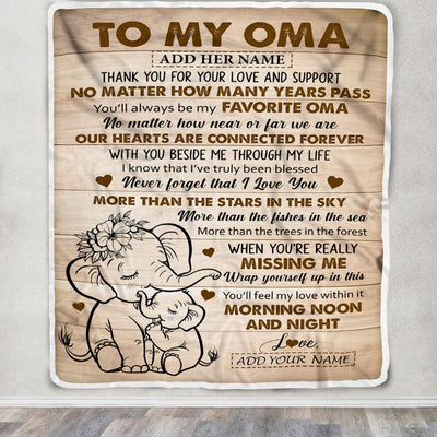 Personalized To My Oma Gifts Blanket From Granddaughter Grandson Elephant My Favorite Oma Birthday Gifts Mothers Day Christmas Custom Name Fleece Blanket | siriusteestore