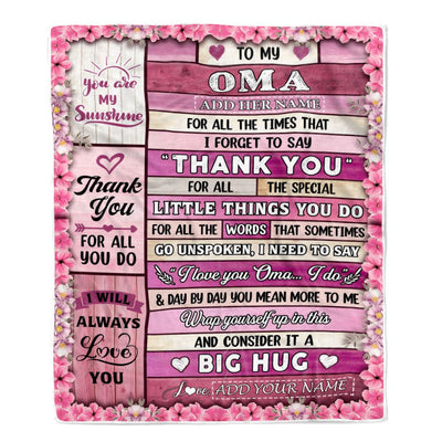 Personalized To My Oma Gifts Blanket From Granddaughter Grandson Wood Thank You Best Oma Birthday Gifts Mothers Day Christmas Custom Name Fleece Blanket | siriusteestore