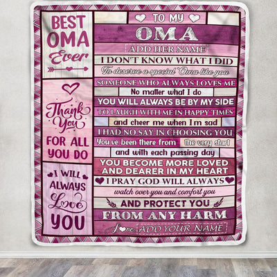 Personalized To My Oma Gifts Blanket From Granddaughter Grandson Wood Thank You For All Gifts For Oma Mothers Day Birthday Christmas Fleece Throw Blanket | siriusteestore