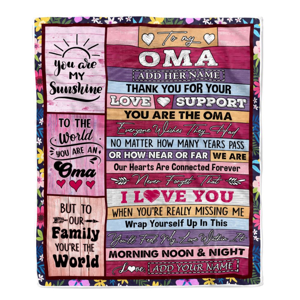 Personalized To My Oma Gifts Blanket From Granddaughter Grandson Wood You Are The Oma Birthday Gifts Mothers Day Christmas Customized Fleece Blanket | siriusteestore
