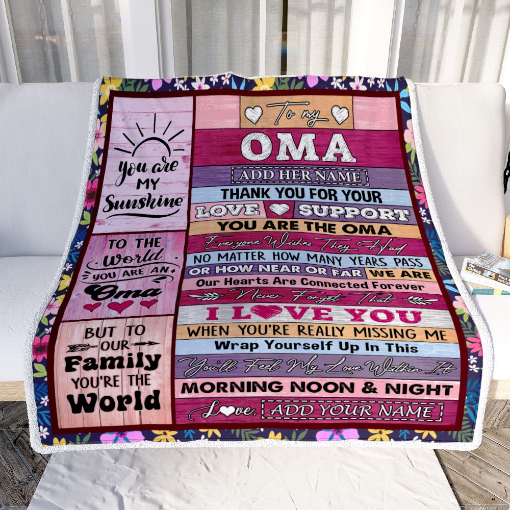 Personalized To My Oma Gifts Blanket From Granddaughter Grandson Wood You Are The Oma Birthday Gifts Mothers Day Christmas Customized Fleece Blanket | siriusteestore