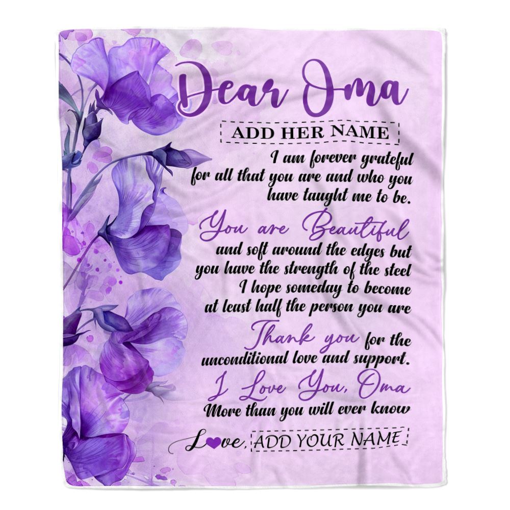 Personalized To My Oma Gifts From Granddaughter Grandson Blanket Flower You Are Beautiful Gifts For Oma Mothers Day Birthday Christmas Fleece Blanket | siriusteestore