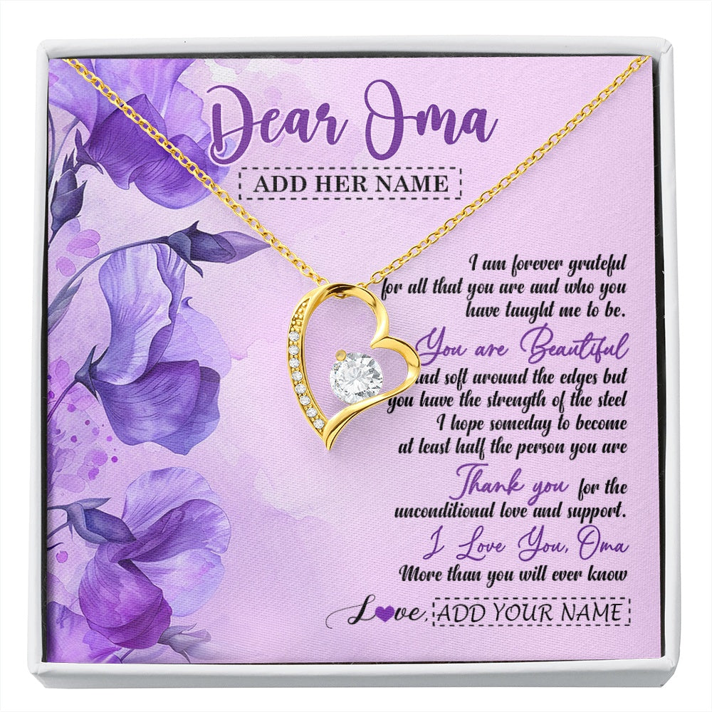 Forever Love Necklace 18K Yellow Gold Finish | 1 | Personalized To My Oma Gifts From Granddaughter Grandson Necklace Flower You Are Beautiful Gifts For Oma Mothers Day Birthday Christmas Gift Box Message Card | siriusteestore.myshopify